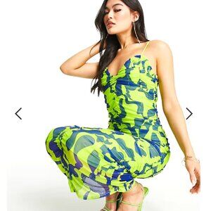 ASOS Vero Moda X Joann Van Den Herik Mesh Cami Dress Ruching Seam Detail
